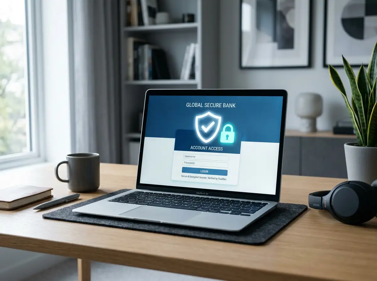 Sicherheitsschloss-Symbol und Banking-Bildschirm als Visualisierung der TLS-Verschlüsselung bei eps-Transaktionen